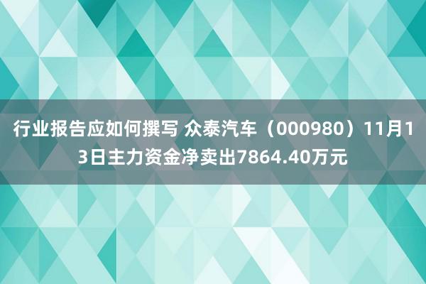 行业报告应如何撰写 众泰汽车（000980）11月13日主力资金净卖出7864.40万元