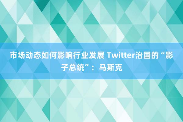 市场动态如何影响行业发展 Twitter治国的“影子总统”：马斯克