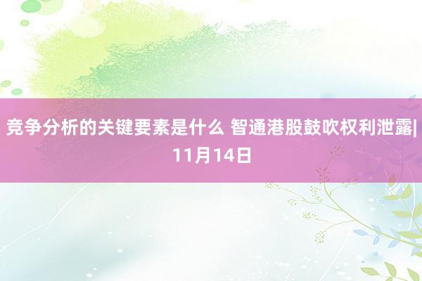 竞争分析的关键要素是什么 智通港股鼓吹权利泄露|11月14日