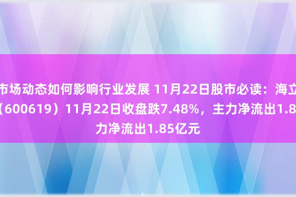 市场动态如何影响行业发展 11月22日股市必读：海立股份（600619）11月22日收盘跌7.48%，主力净流出1.85亿元