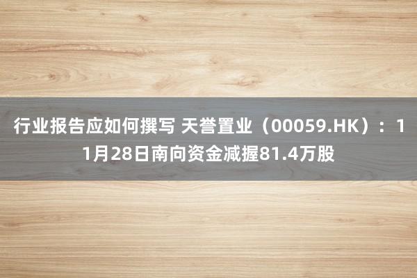 行业报告应如何撰写 天誉置业（00059.HK）：11月28日南向资金减握81.4万股