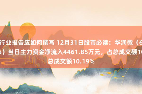 行业报告应如何撰写 12月31日股市必读：华润微（688396）当日主力资金净流入4461.85万元，占总成交额10.19%