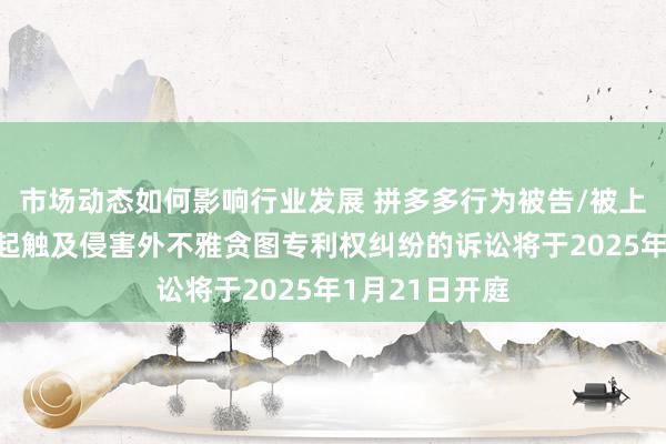 市场动态如何影响行业发展 拼多多行为被告/被上诉东谈主的4起触及侵害外不雅贪图专利权纠纷的诉讼将于2025年1月21日开庭