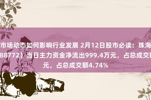 市场动态如何影响行业发展 2月12日股市必读：珠海冠宇（688772）当日主力资金净流出999.4万元，占总成交额4.74%